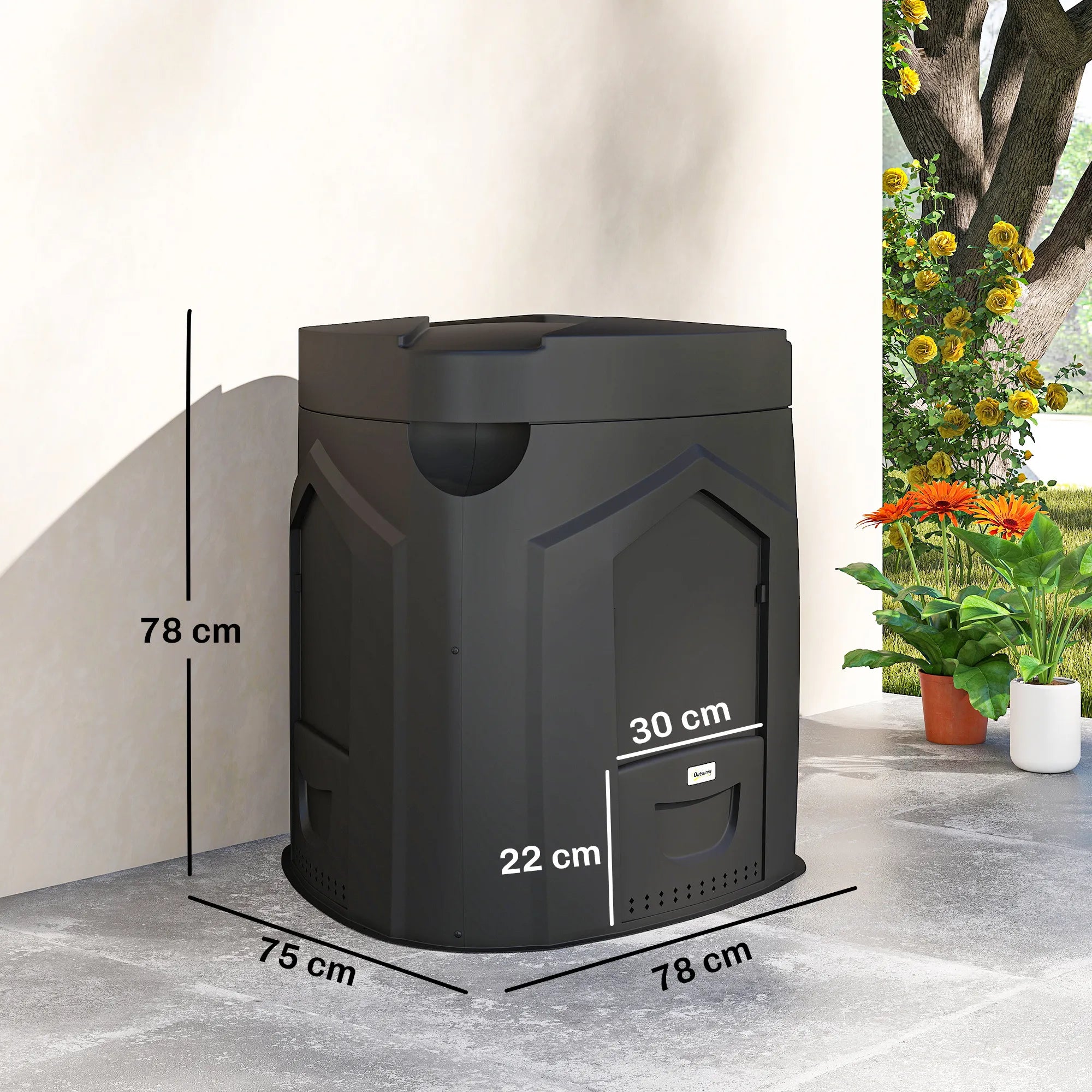 Sod kompostavimo dėžė 240L, trikampė, juoda