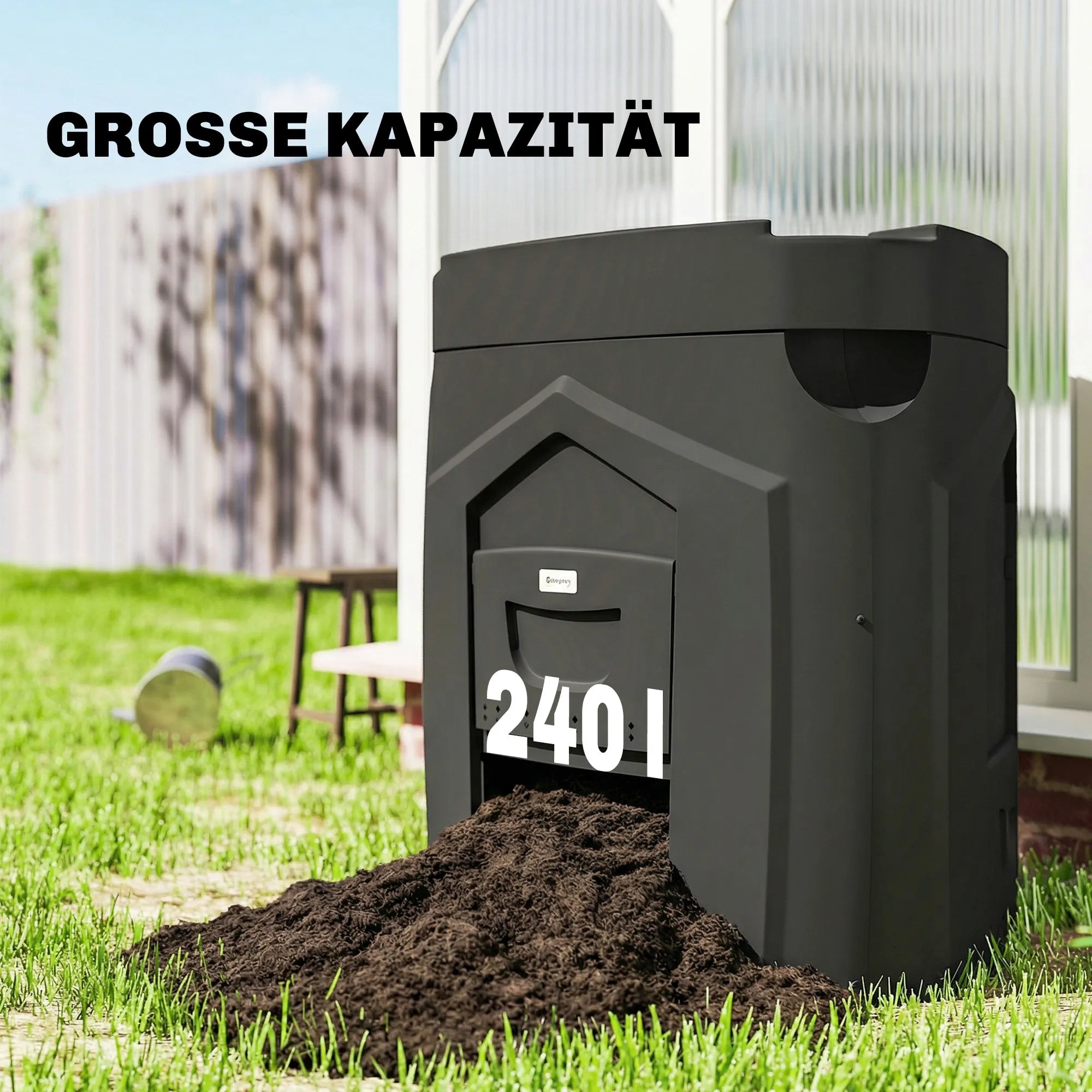 Sod kompostavimo dėžė 240L, trikampė, juoda