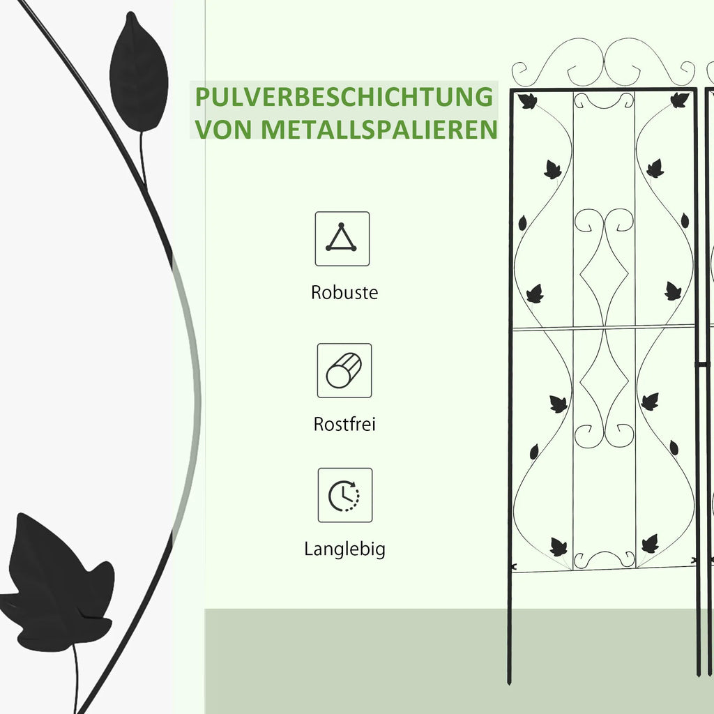 Sodo atramos vijokliniams augalams 2 vnt. metalinės 50x181 cm juodos