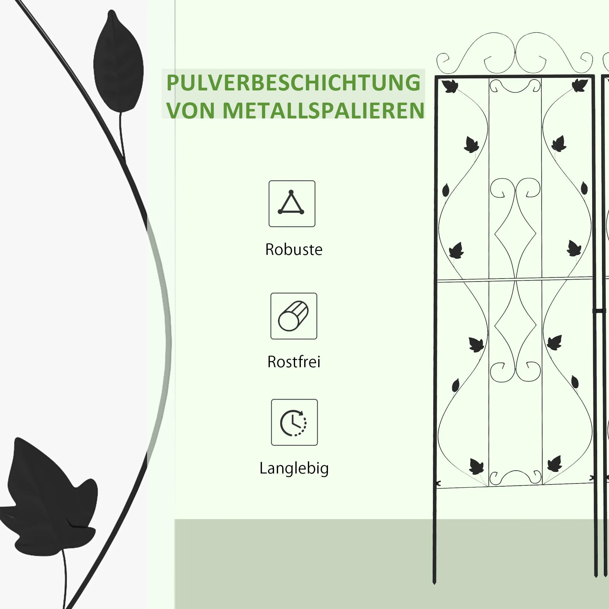 Sodo atramos vijokliniams augalams 2 vnt. metalinės 50x181 cm juodos