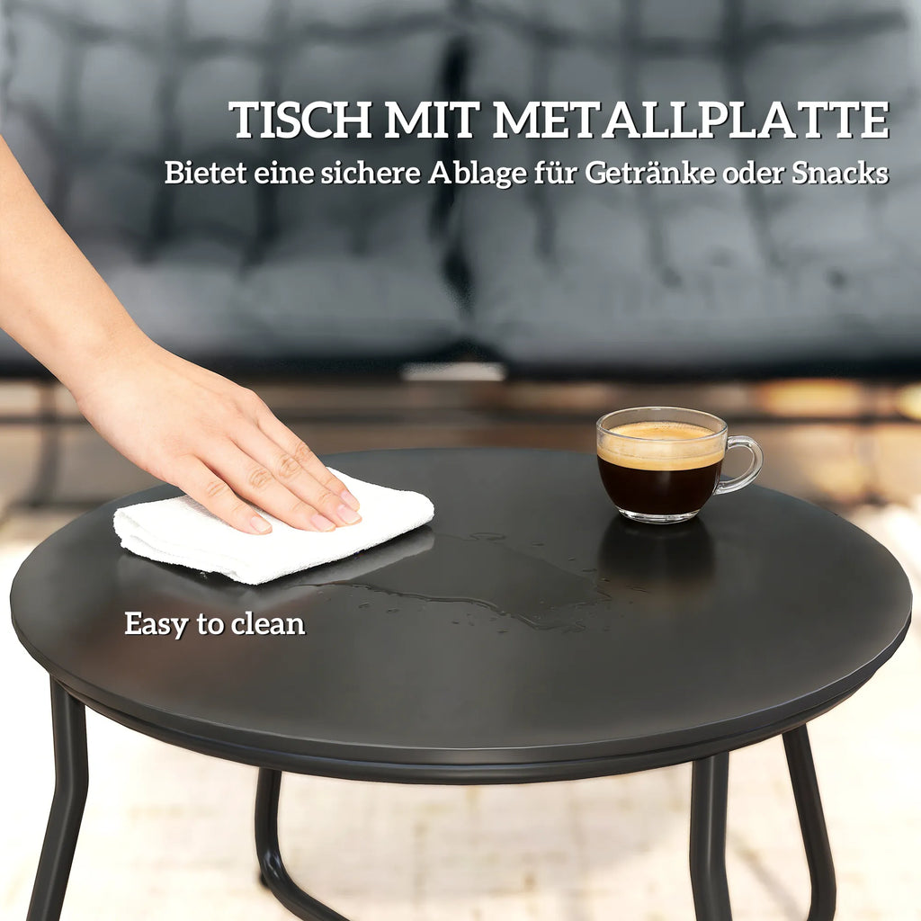 Sodo baldų komplektas, 4 dalių, su sofa, 2 kėdėmis ir stalu, pilkas
