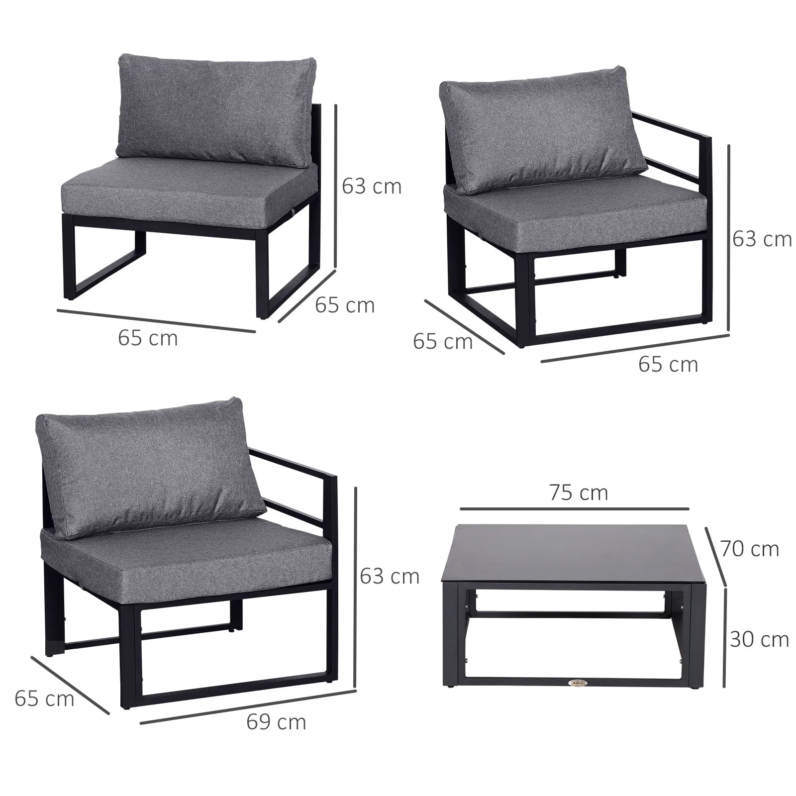 Sodo baldų komplektas su kampine sofa 6 dalių, pilkas