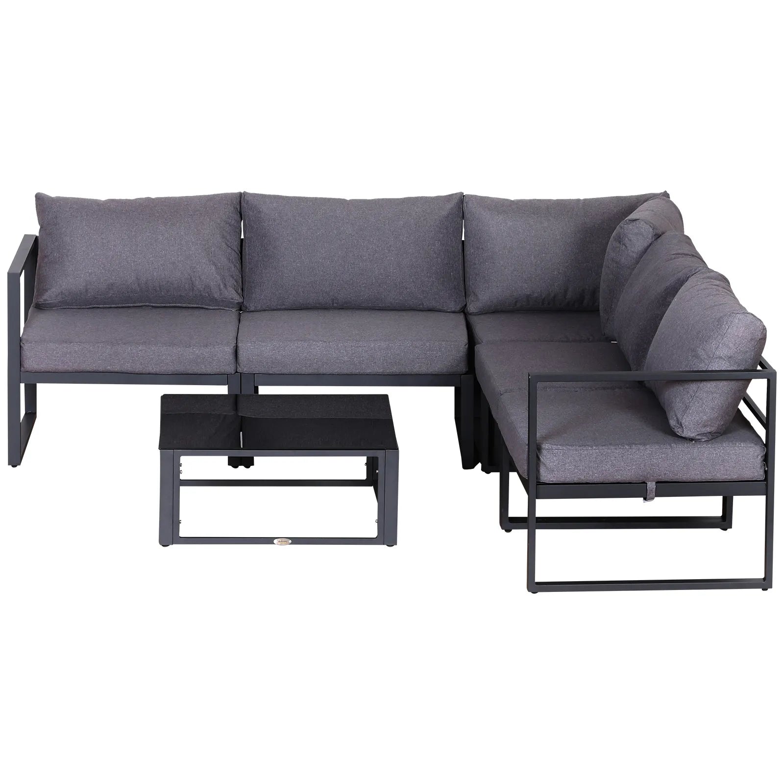 Sodo baldų komplektas su kampine sofa 6 dalių, pilkas