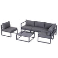 Sodo baldų komplektas su kampine sofa 6 dalių, pilkas
