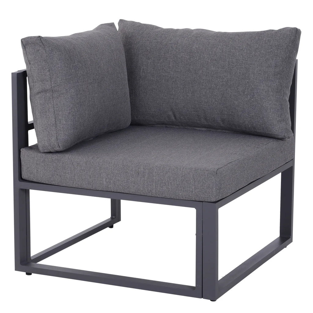 Sodo baldų komplektas su kampine sofa 6 dalių, pilkas