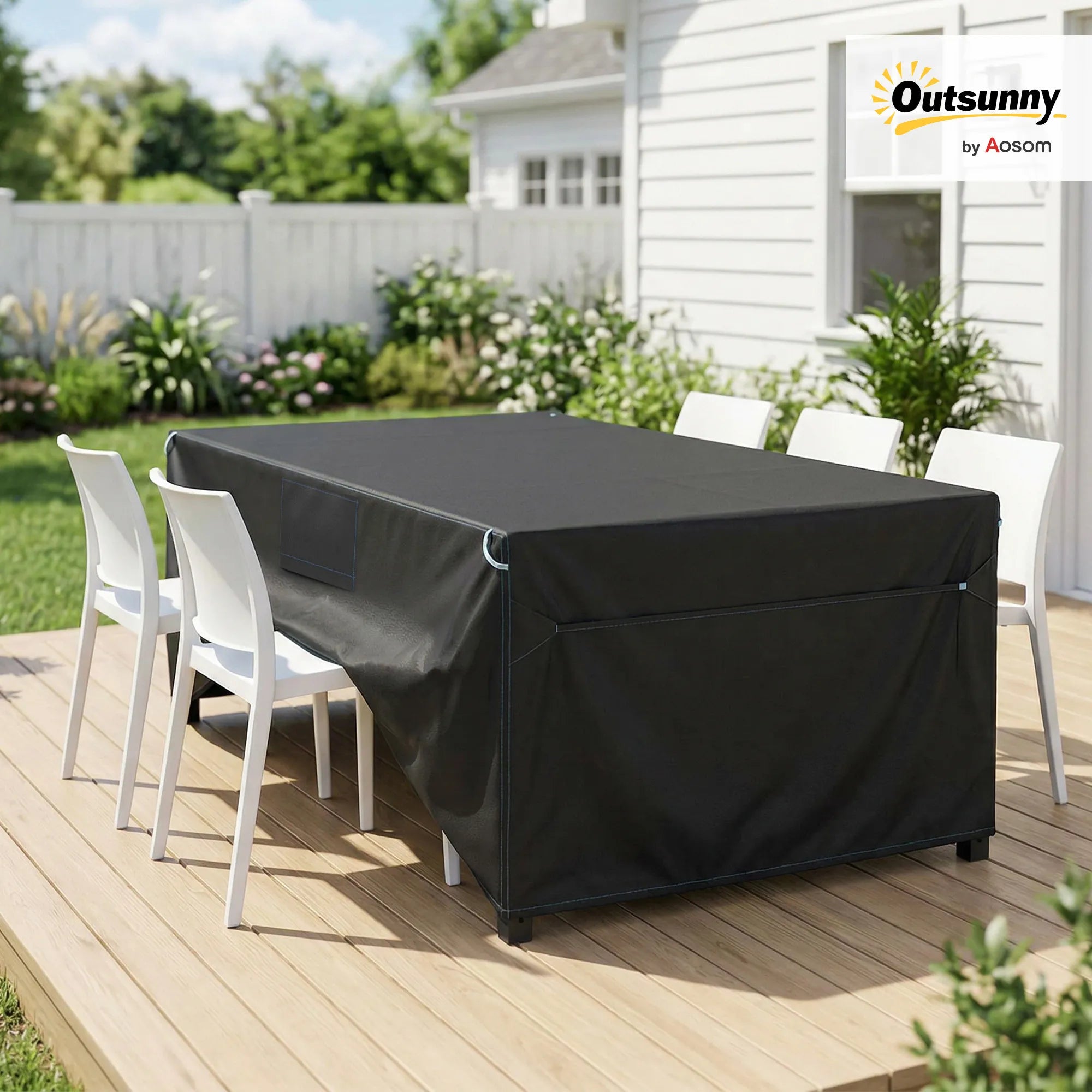 Sodo baldų uždangalas 180x120x74 cm, Oxford vandeniui atspari medžiaga, juodas