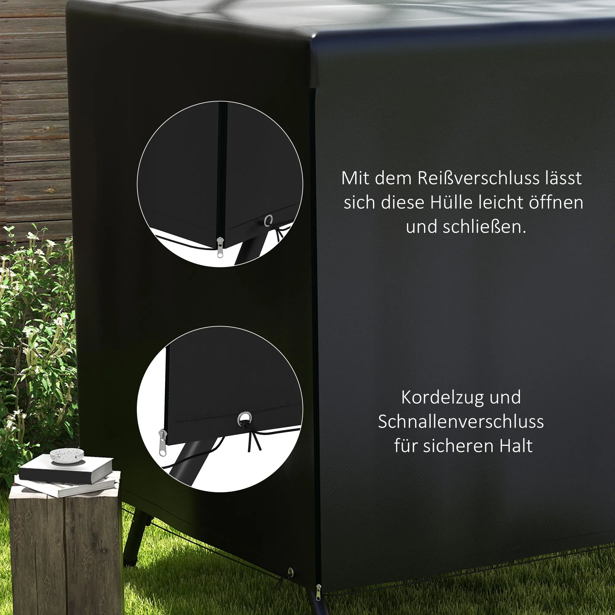 Sodo baldų uždangalas, apsauginis tentas lauko baldams, 215 x 155 x 150 cm, juodas