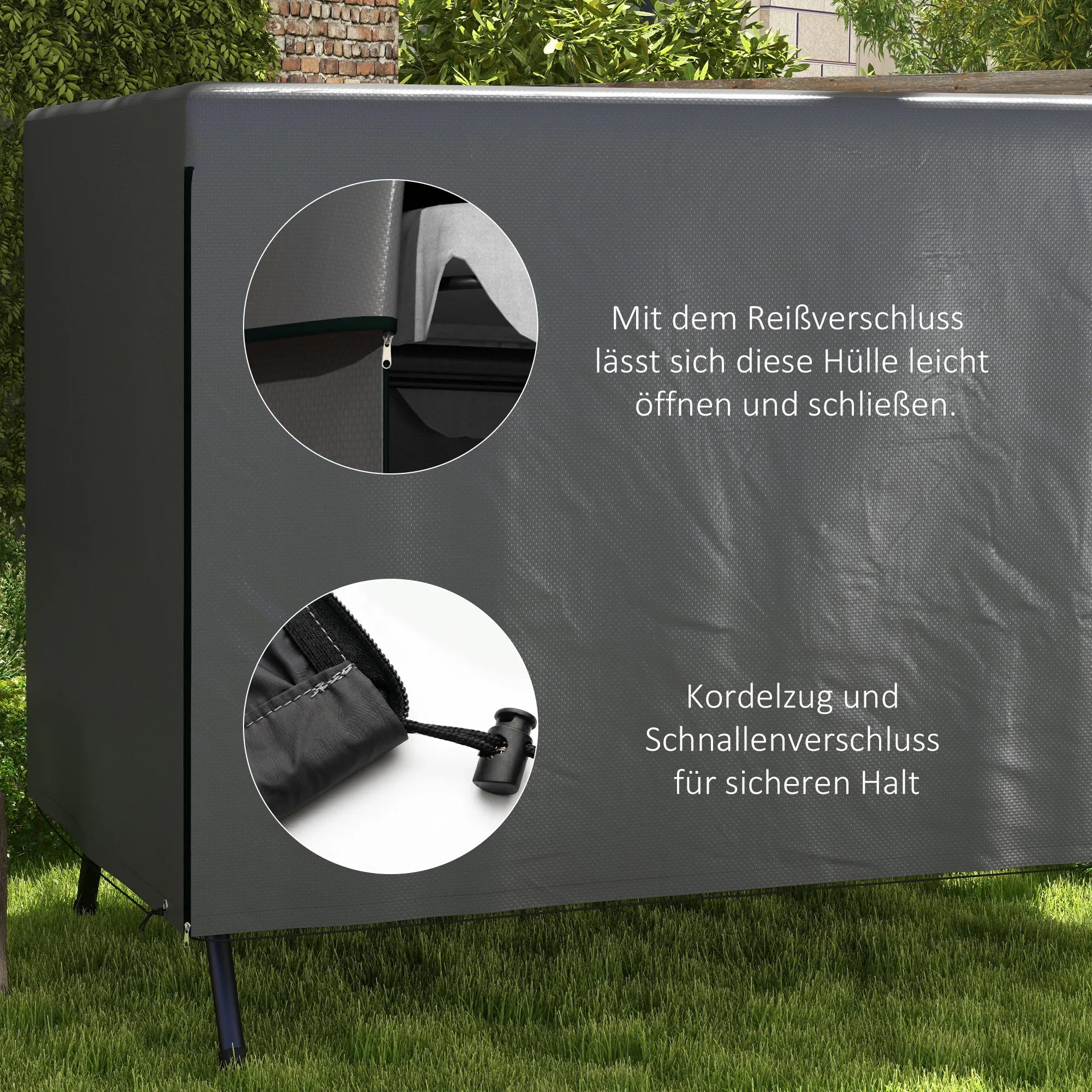 Sodo baldų užvalkalas polietileninis 215x155x150 cm tamsiai pilkas