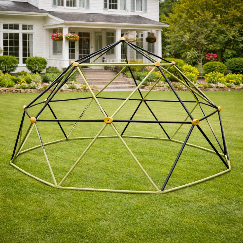 Sodo geometrinio kupolo karkasas, 40 × 102 × 18 cm, juodas ir žalias