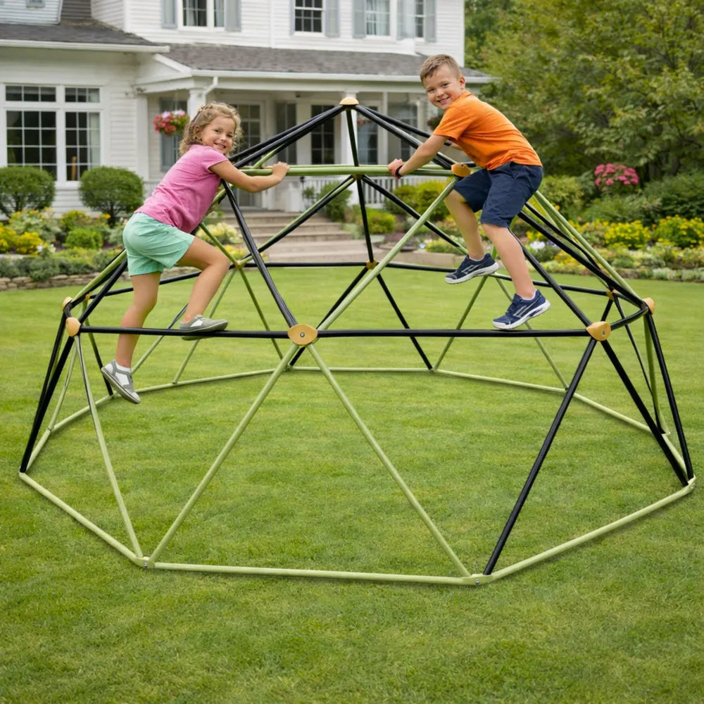 Sodo geometrinio kupolo karkasas, 40 × 102 × 18 cm, juodas ir žalias