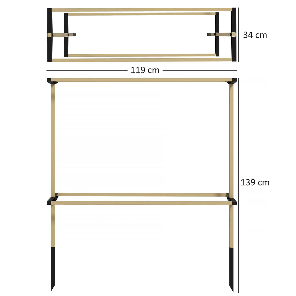 Sodo grotelės vijokliniams augalams, reguliuojamo aukščio, metalinės, 119x139 cm, natūralaus medžio spalvos