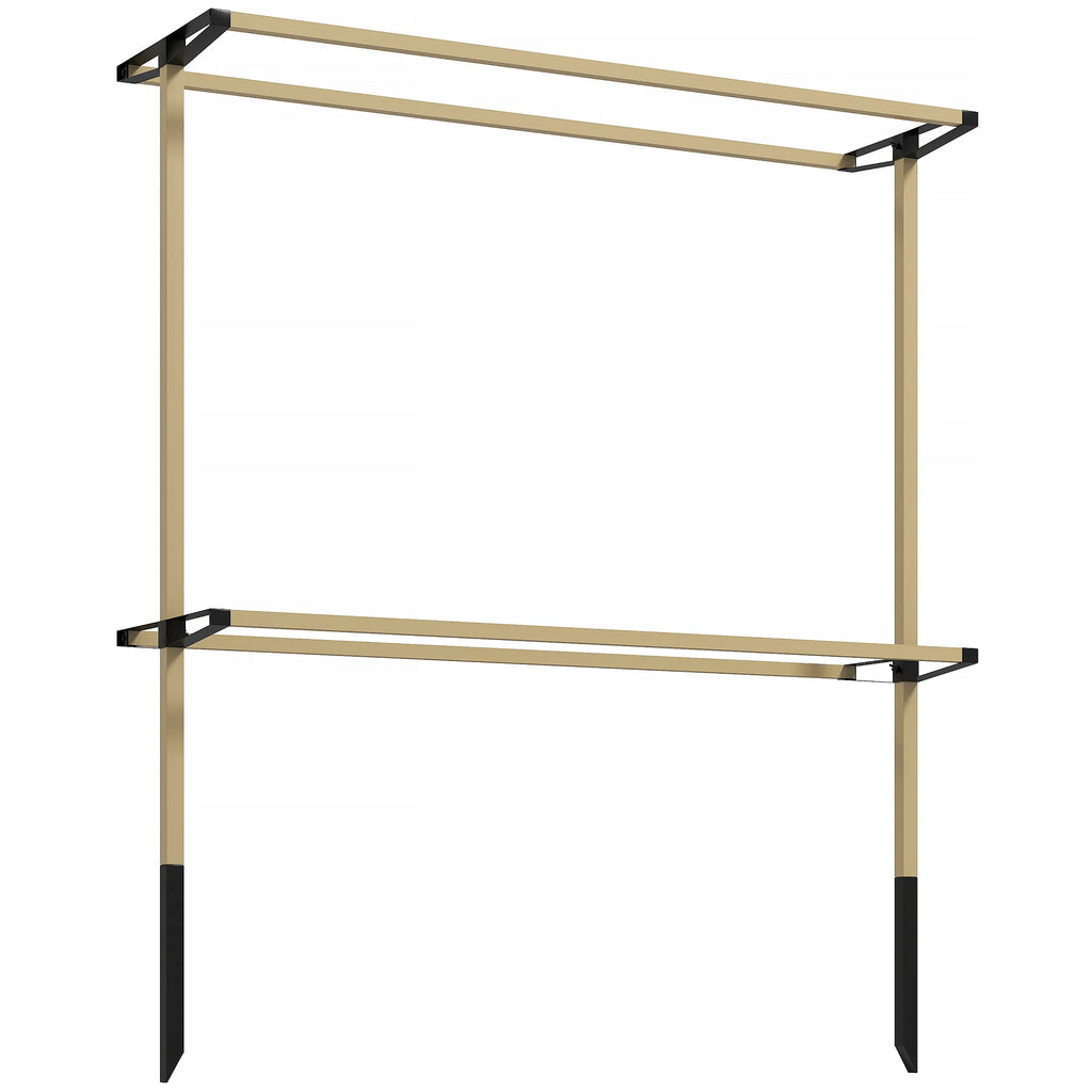 Sodo grotelės vijokliniams augalams, reguliuojamo aukščio, metalinės, 119x139 cm, natūralaus medžio spalvos