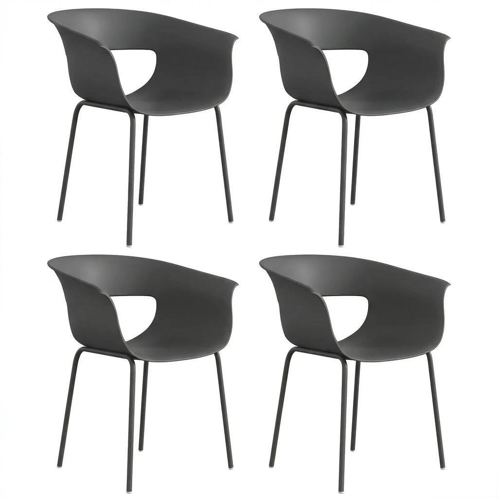 Sodo kėdės, 4 vnt., ergonomiškos, iki 120 kg, tamsiai pilkos