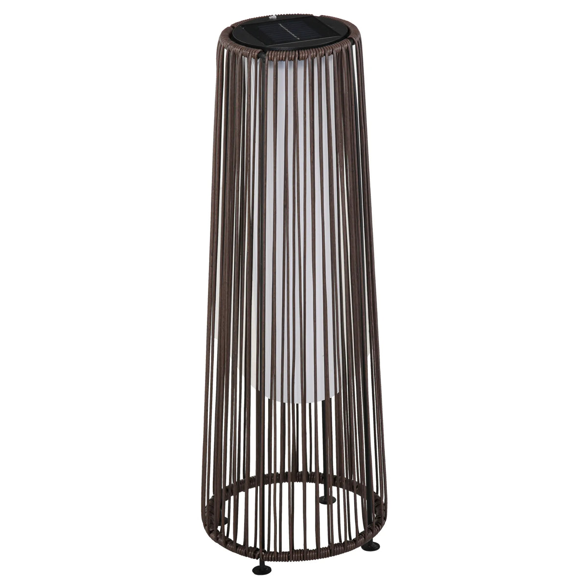 Sodo lempa, lauko lempa, maitinama saulės energija, veikia 8 valandas, automatinis režimas, rotango išvaizda, 21,5 x 21,5 x 61 cm