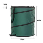 Sodo atliekų maišo matmenų schema: talpa 160 l, aukštis 65 cm