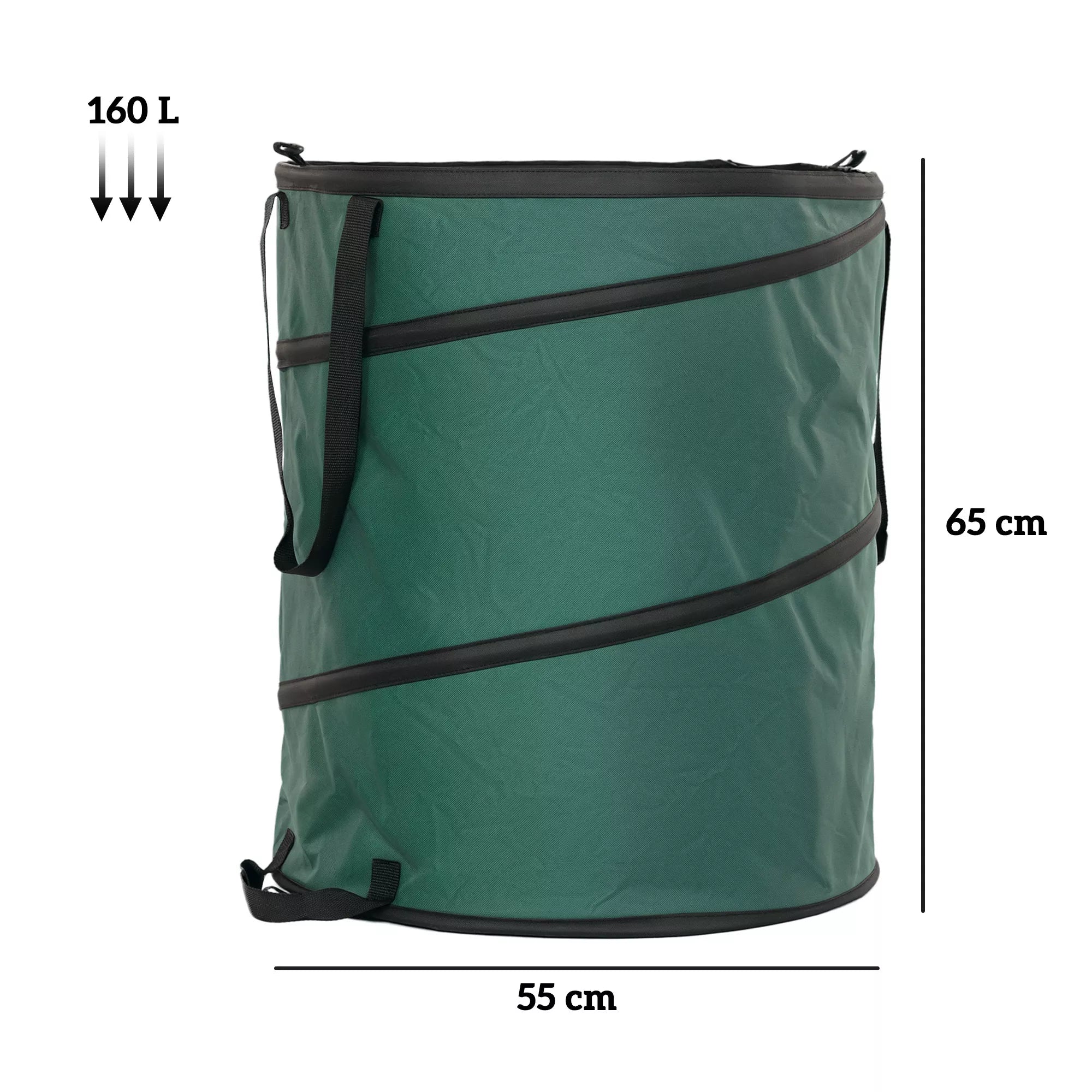 Sodo maišas 2x160L vandeniui atsparus su rankenomis, žalias