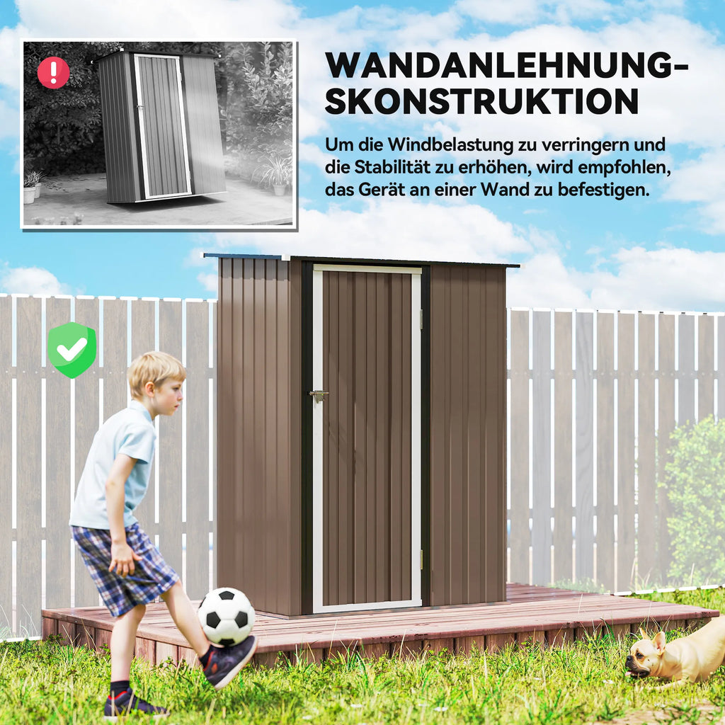 Sodo namelis 1,07 m² 142 x 86 x 189 cm su šlaitiniu stogu, rudas