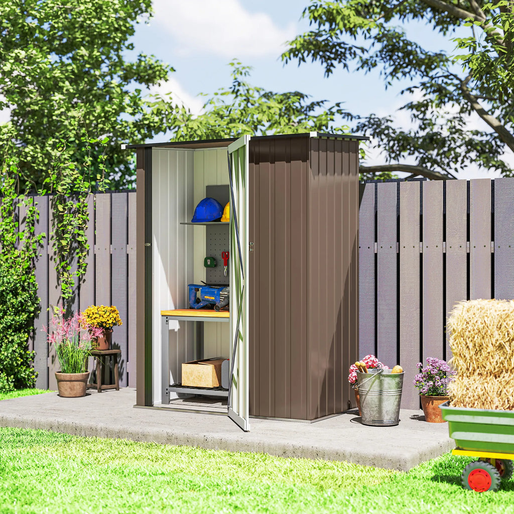 Sodo namelis 1,07 m² 142 x 86 x 189 cm su šlaitiniu stogu, rudas