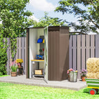 Sodo namelis 1,07 m² 142 x 86 x 189 cm su šlaitiniu stogu, rudas