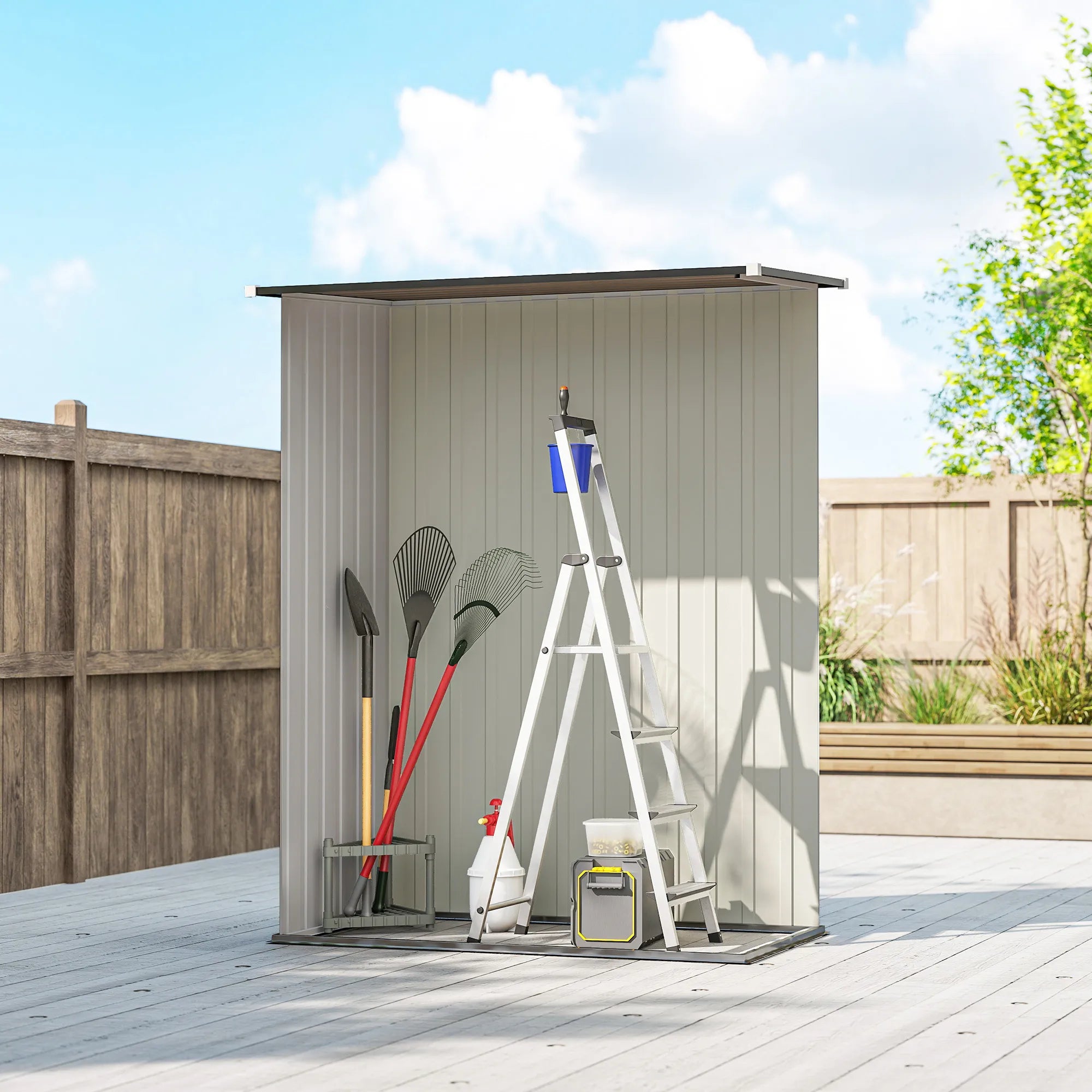 Sodo namelis 1,07 m² 142 x 86 x 189 cm su šlaitiniu stogu, rudas