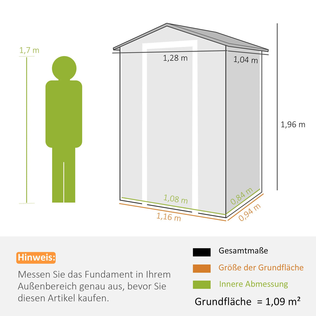 Namelio matmenų schema: 1,16x0,94 m, grindų plotas 1,09 m²
