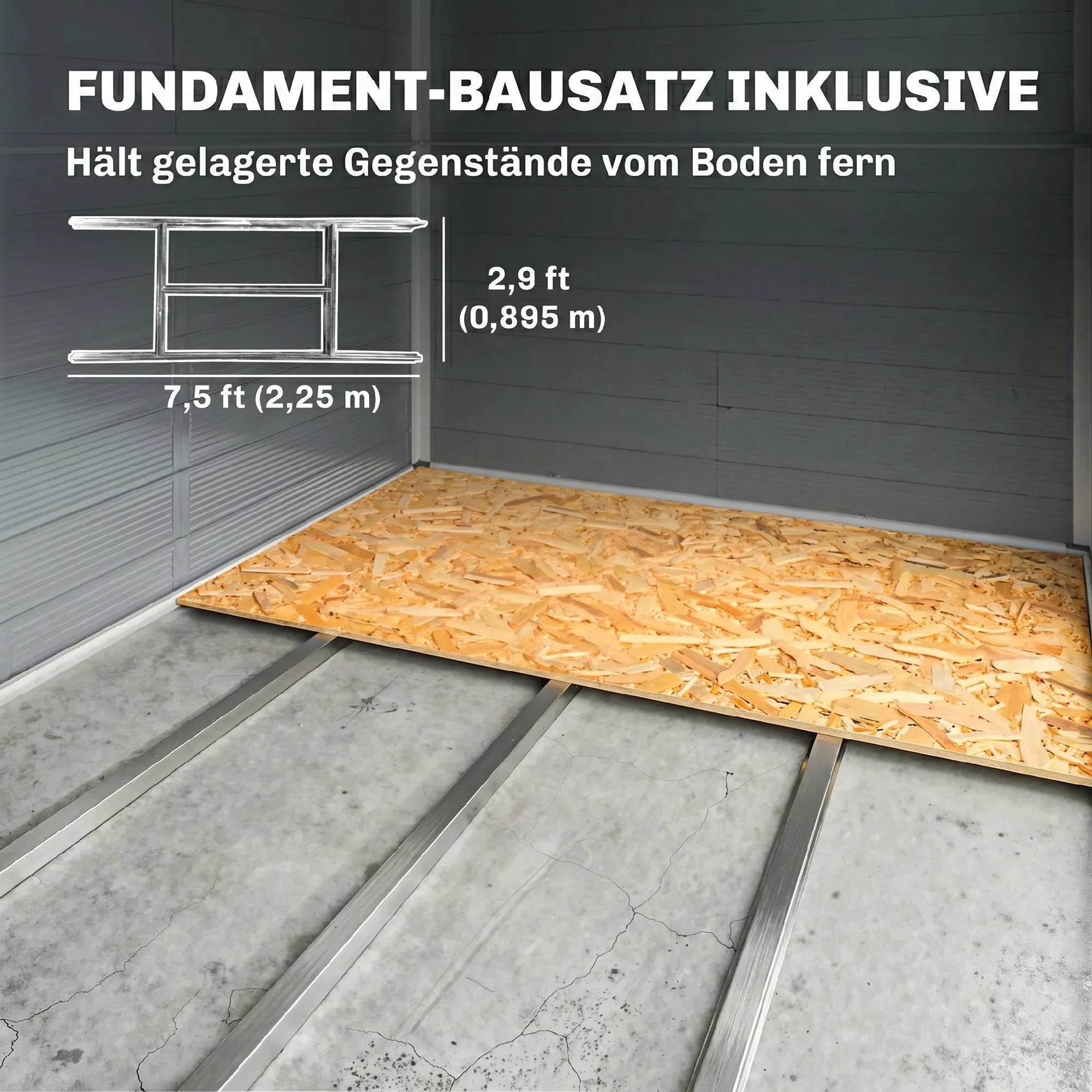Sodo namelis įrankiams su pamatu ir langu, 240 x 190 cm, pilkas