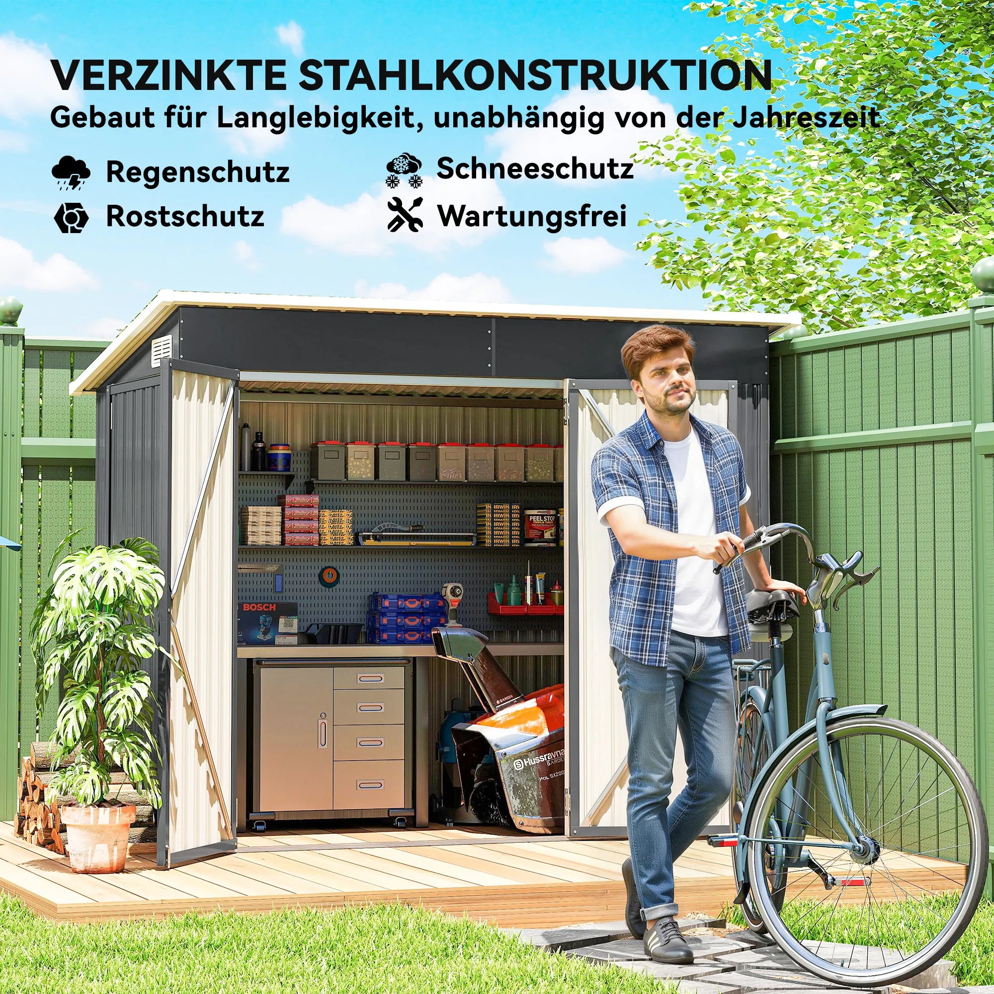 Sodo namelis, įrankių sandėliukas 2,68 m², 3 durų, tamsiai pilkas