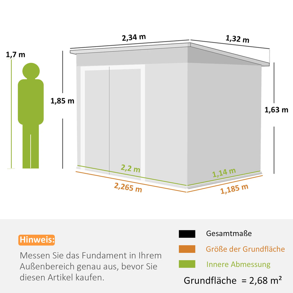 Sodo namelis, įrankių sandėliukas 2,68 m², 3 durų, tamsiai pilkas