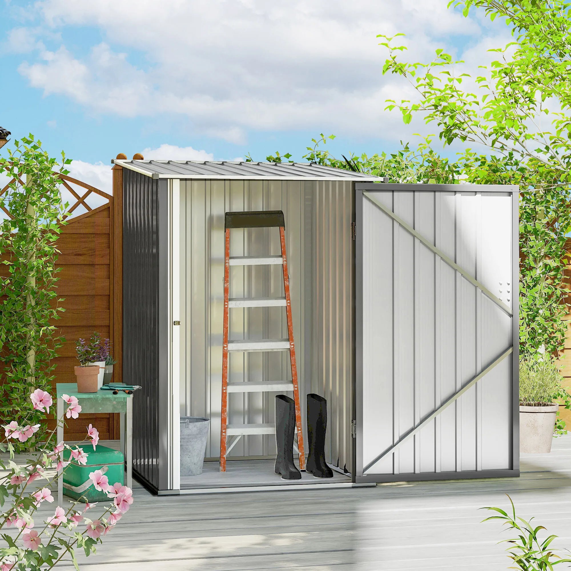 Sodo namelis plieninis 100 x 103 x 160 cm, pilkas