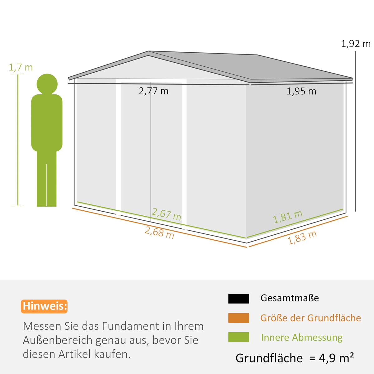 Sodo namelis su stumdomomis durimis 2,77 x 1,95 m, pilkas