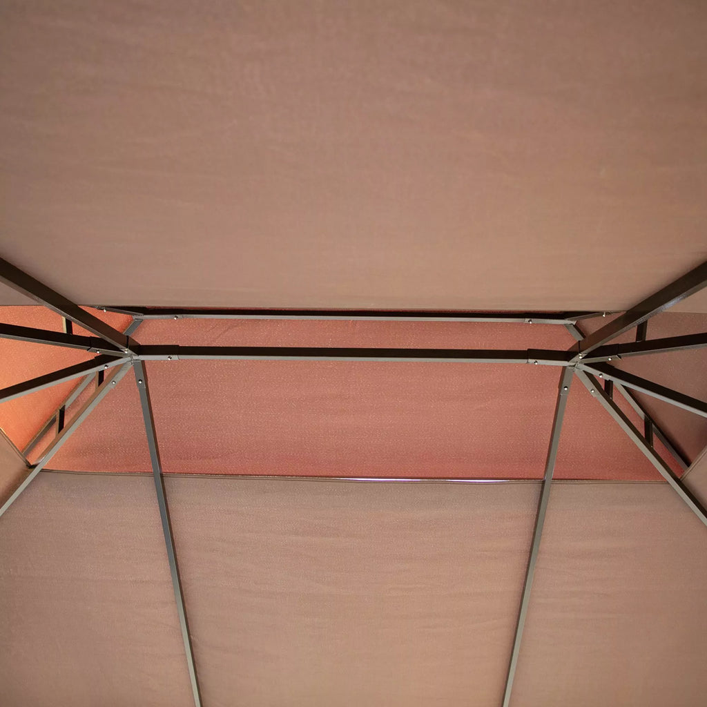 Sodo paviljonas 390 x 290 cm, su tinkleliu nuo vabzdžių, 4 sienelės, rudas/juodas