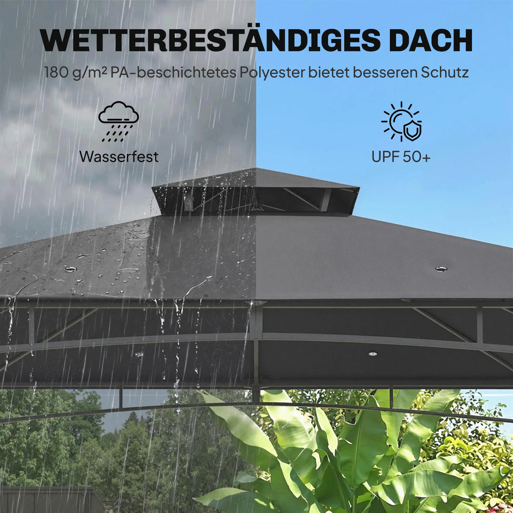 Sodo paviljonas 3x3 m metalinis su dvigubu stogu tamsiai pilkas