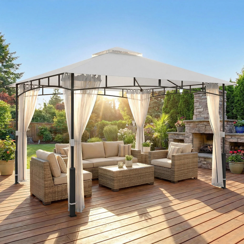Sodo paviljonas 3x3,6 m su tinkleliu nuo vabzdžių ir dvigubu stogu