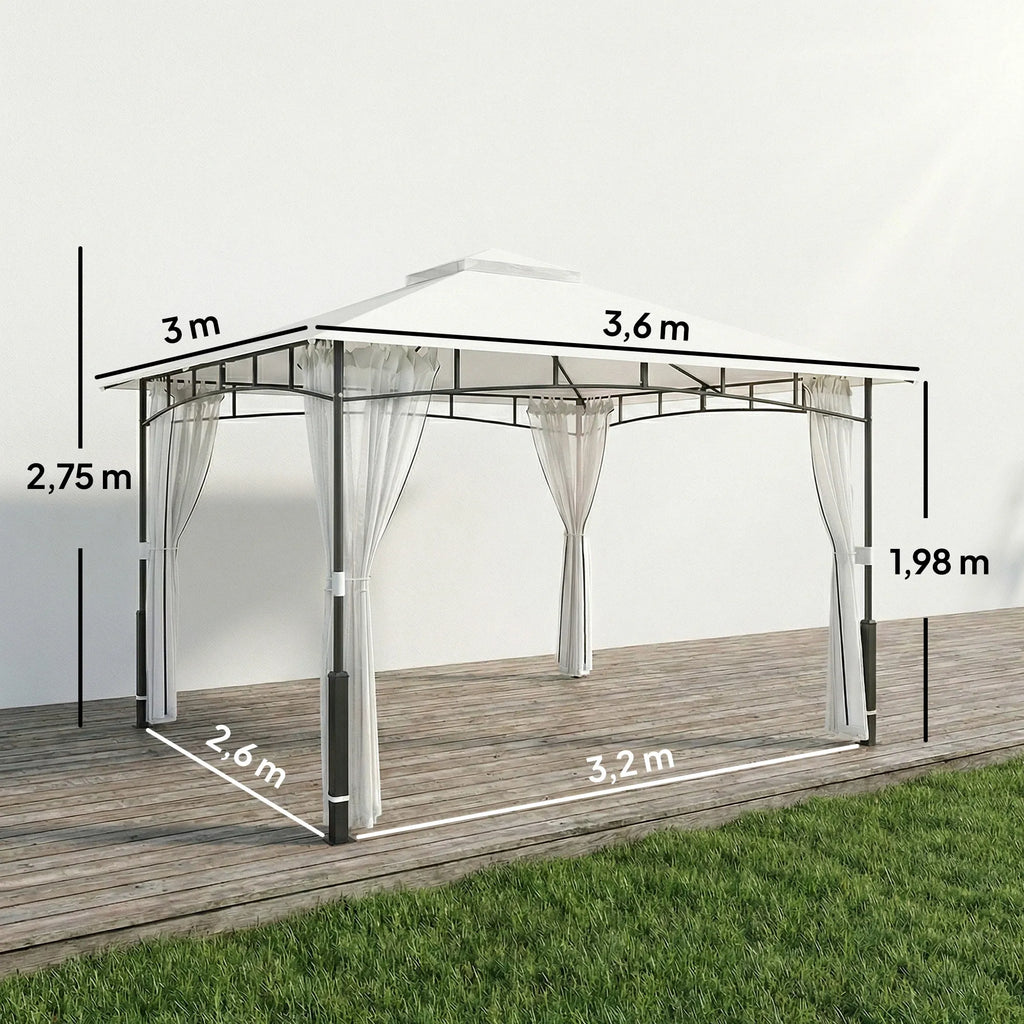 Sodo paviljonas 3x3,6 m su tinkleliu nuo vabzdžių ir dvigubu stogu