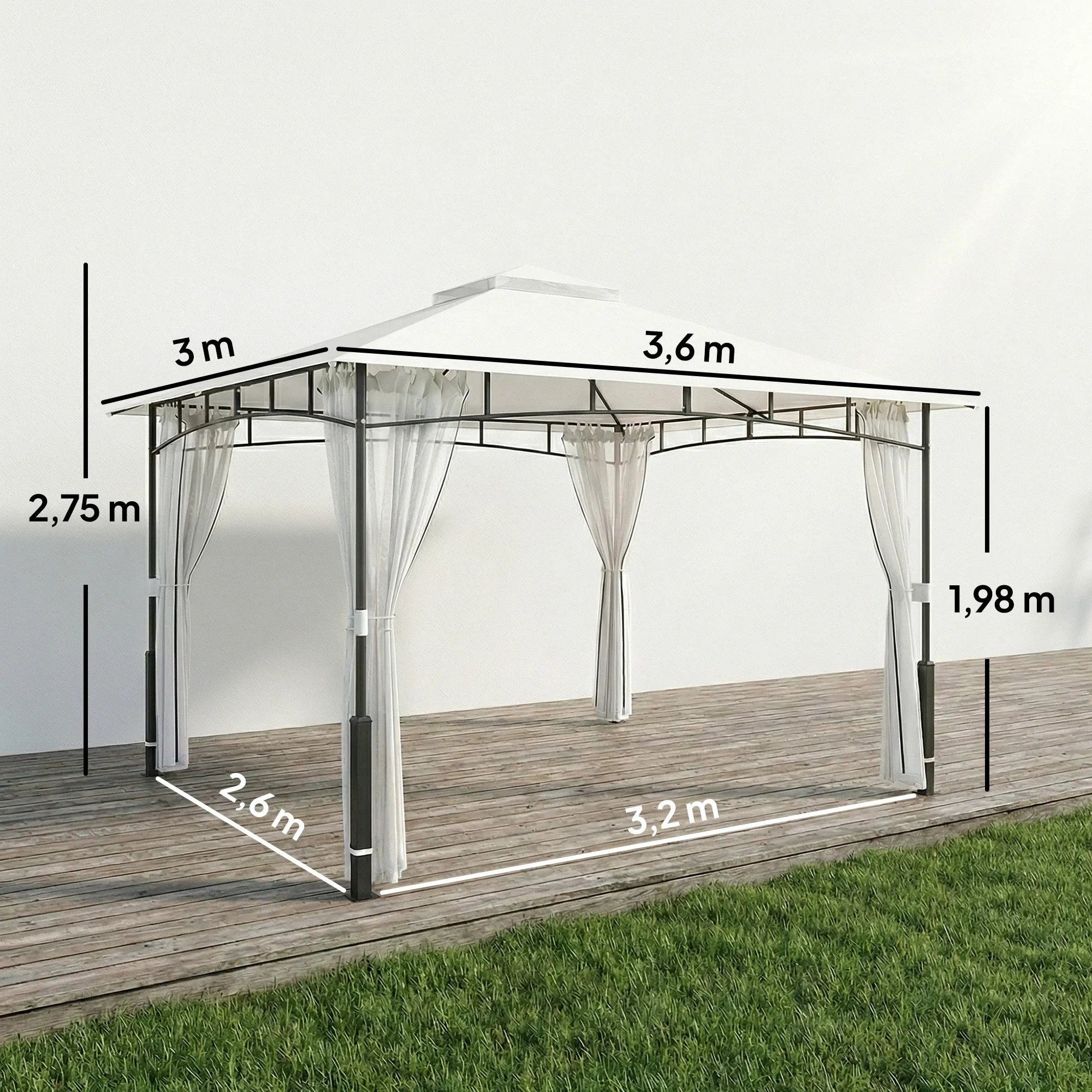 Sodo paviljonas 3x3,6 m su tinkleliu nuo vabzdžių ir dvigubu stogu