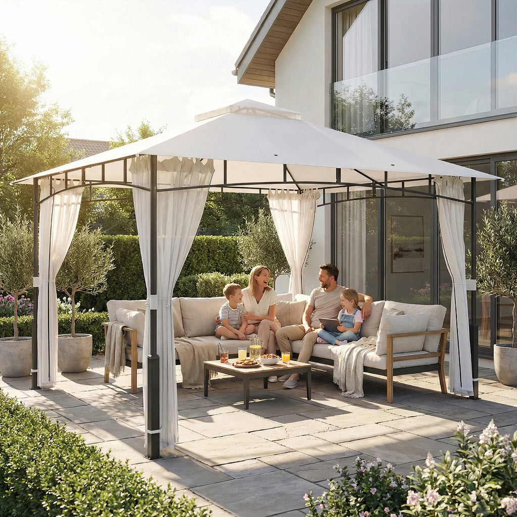 Sodo paviljonas 3x3,6 m su tinkleliu nuo vabzdžių ir dvigubu stogu