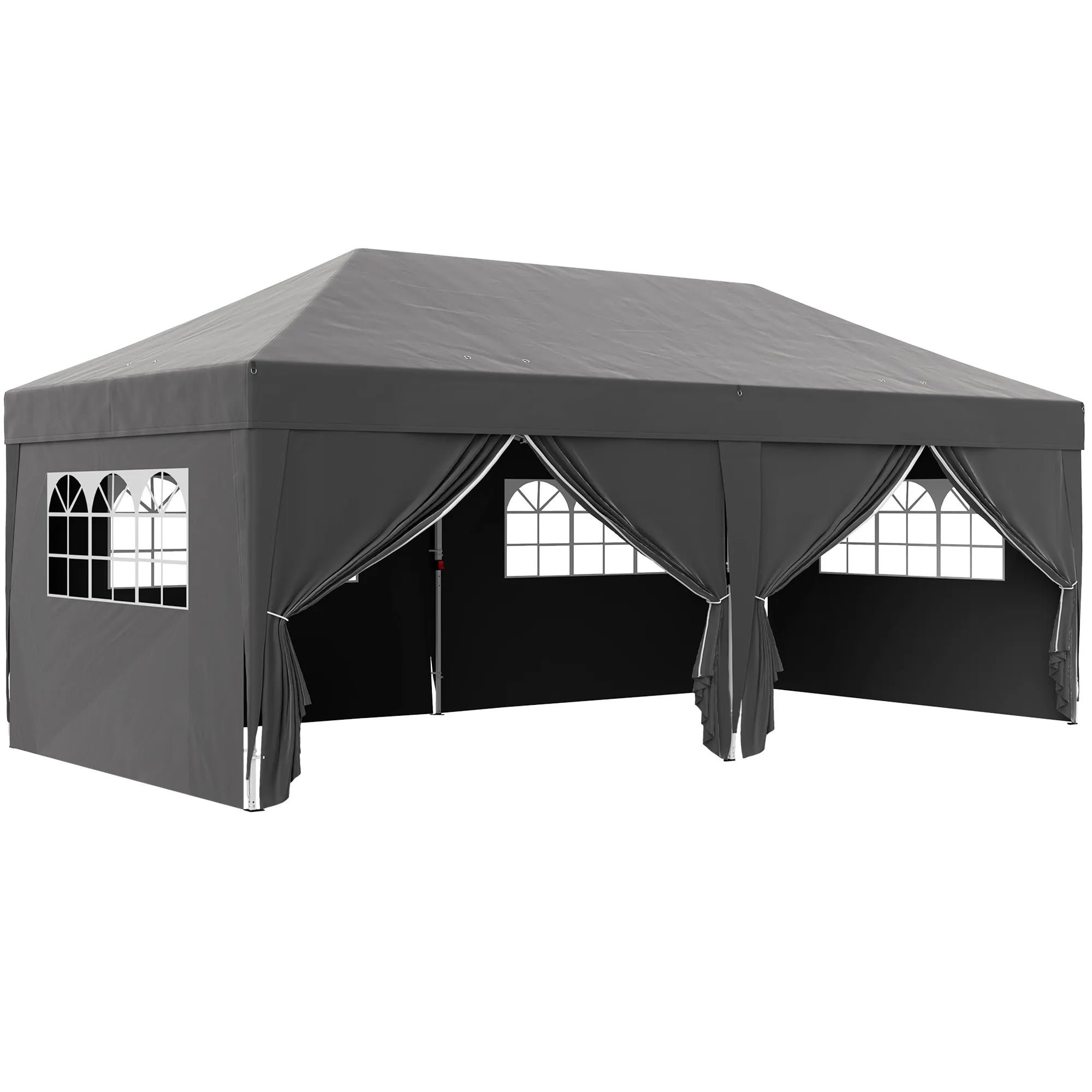 Sodo paviljonas 6x3 m, sulankstomas, su sienelėmis, UV apsauga, juodas