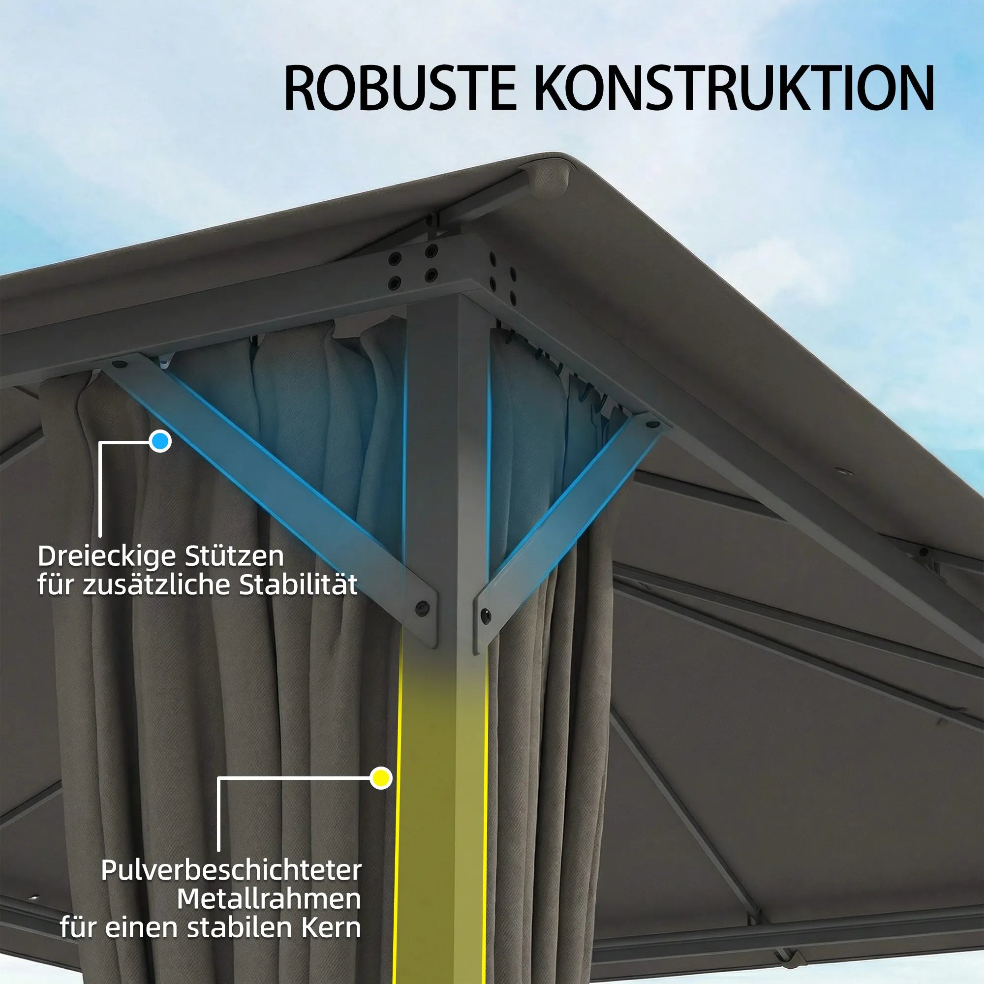 Sodo paviljonas metalinis 4x3m su tinkleliais nuo vabzdžių tamsiai pilkas