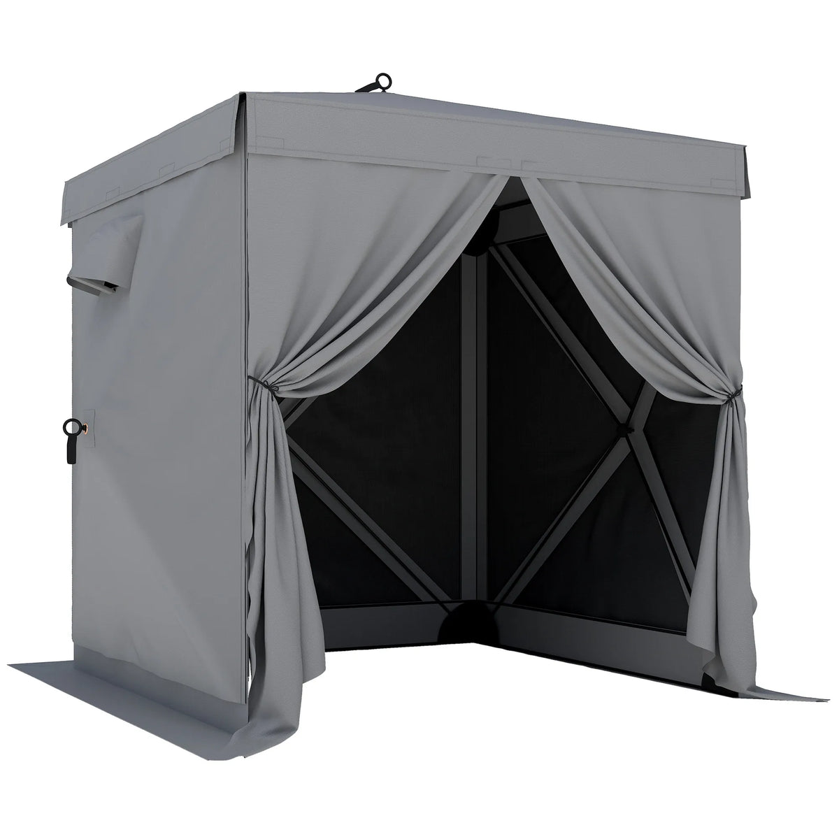 Sodo paviljonas prekybininė palapinė 1,85x1,85 m, pop-up, su 4 tinklelio sienelėmis, tamsiai pilkas