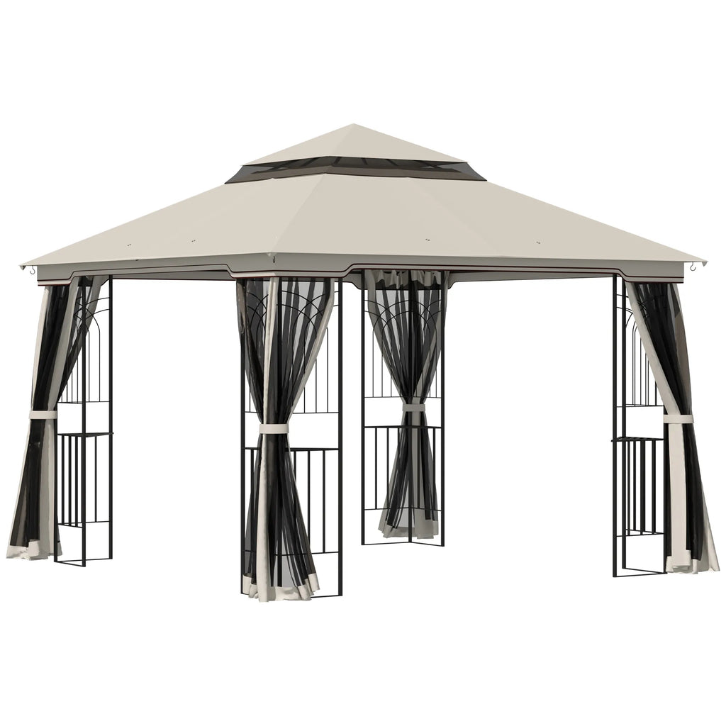 Sodo paviljonas su dvigubu stogu metalinis 3x3 m smėlio spalvos