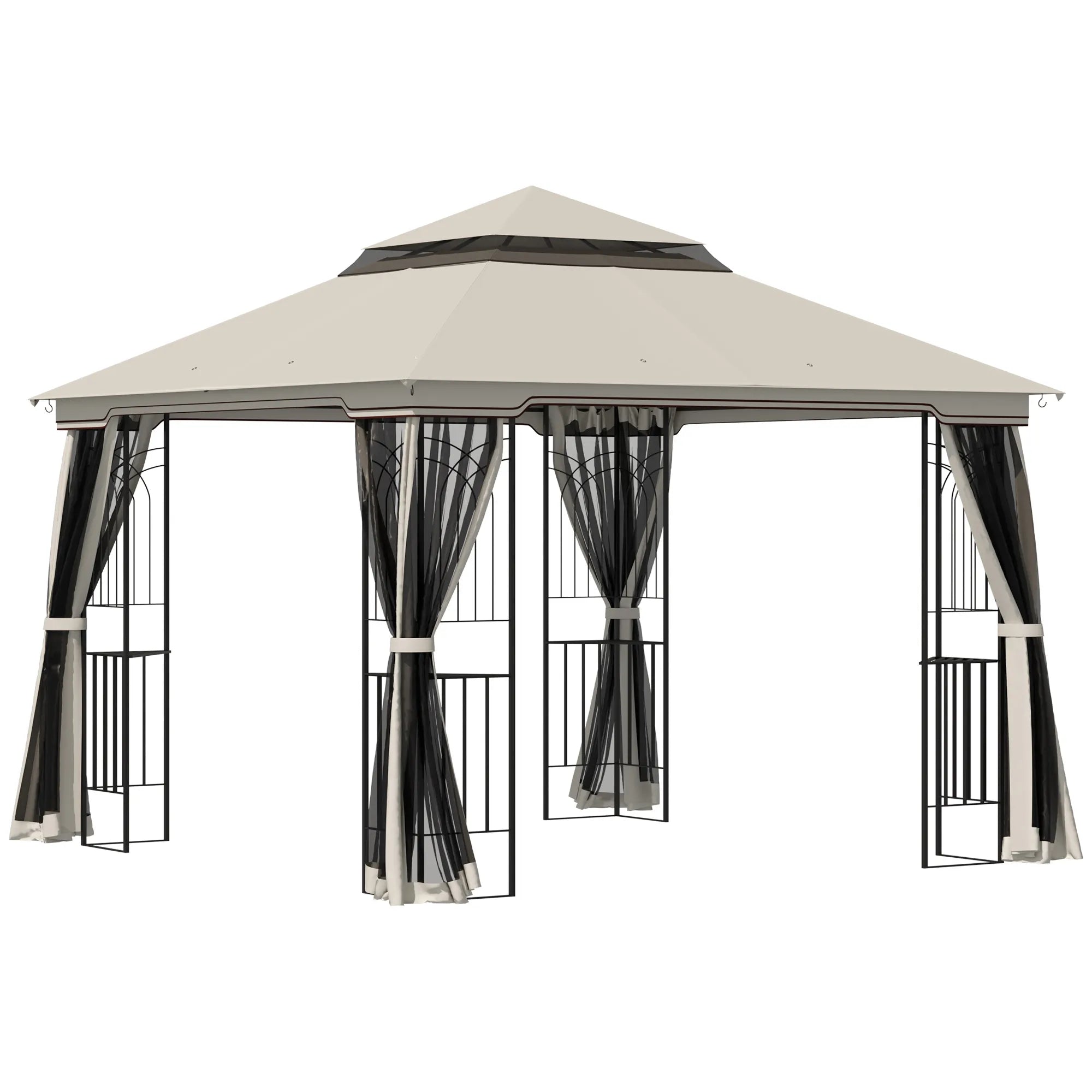 Sodo paviljonas su dvigubu stogu metalinis 3x3 m smėlio spalvos