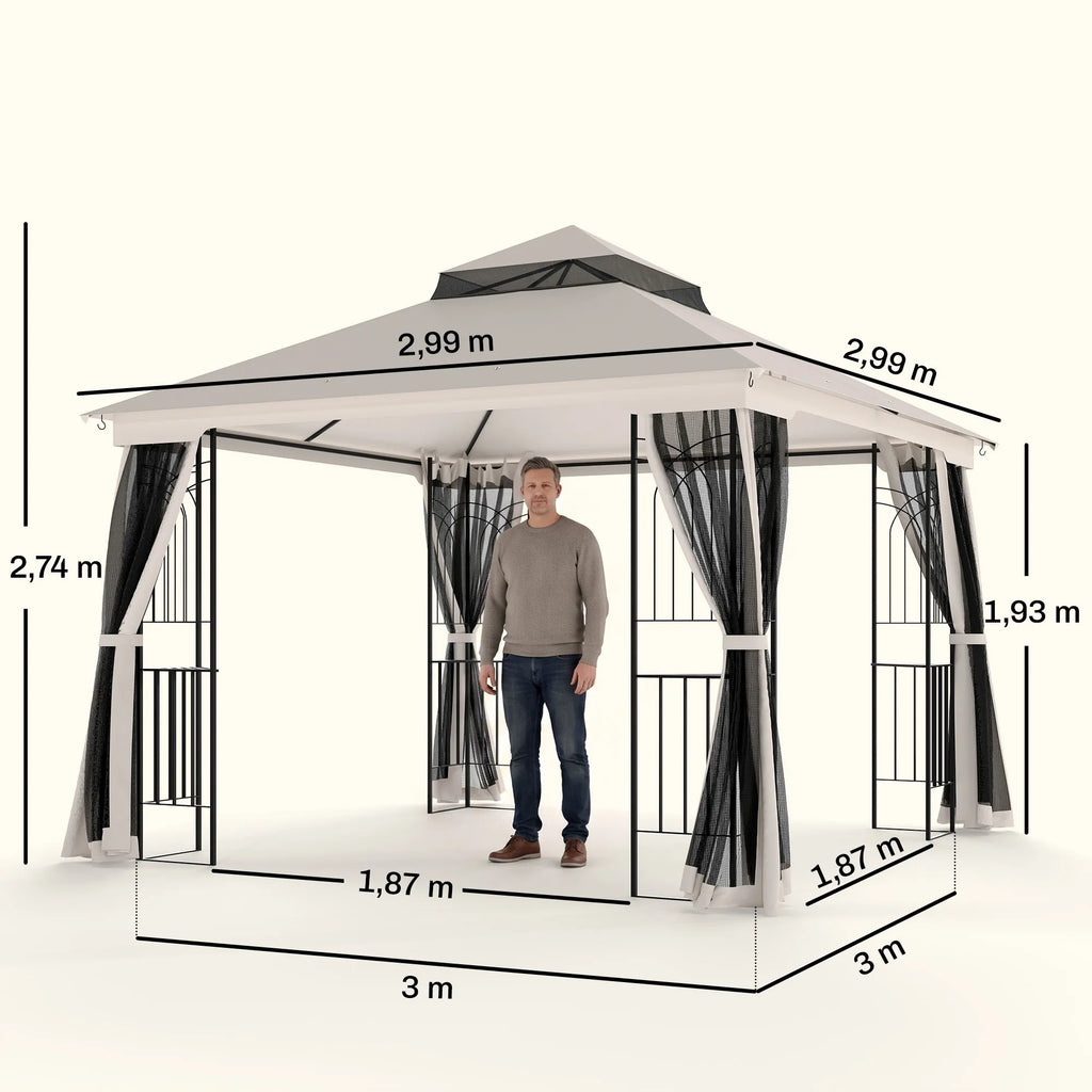 Sodo paviljonas su dvigubu stogu metalinis 3x3 m smėlio spalvos