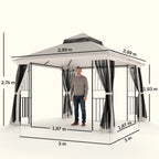 Pavėsinės matmenų schema: 3 x 3 m, aukštis 2,74 m