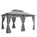 Sodo paviljonas su užuolaidomis ir ventiliuojamu stogu, 300x400 cm, tamsiai pilkas