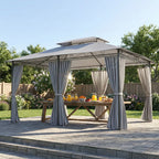 Sodo paviljonas su užuolaidomis ir ventiliuojamu stogu, 300x400 cm, tamsiai pilkas