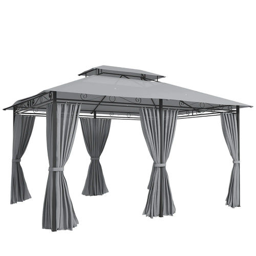 Sodo paviljonas su užuolaidomis ir ventiliuojamu stogu, 300x400 cm, tamsiai pilkas