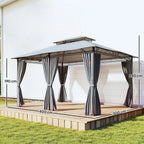 Sodo paviljonas su užuolaidomis ir ventiliuojamu stogu, 300x400 cm, tamsiai pilkas