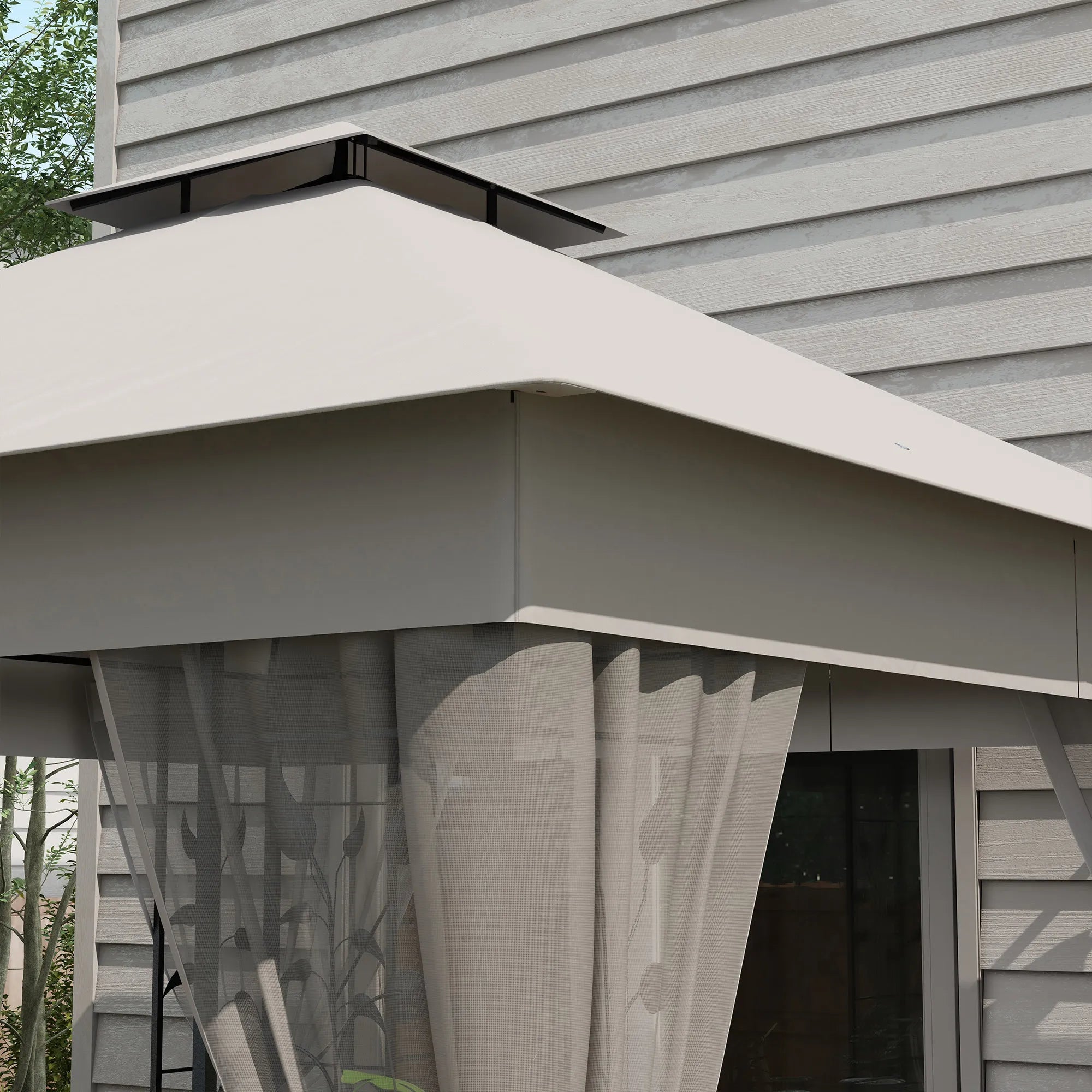 Sodo paviljono palapinė 3x3m su tinkleliu nuo vabzdžių šviesiai pilka