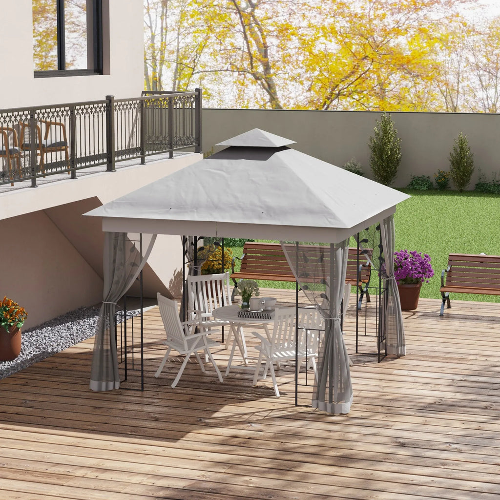 Sodo paviljono palapinė 3x3m su tinkleliu nuo vabzdžių šviesiai pilka