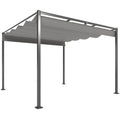 Sodo pergola su stumdomu stogu, pavėsinė su upf30+ apsauga nuo saulės, aliuminis ir poliesteris, 3x3 m, pilka